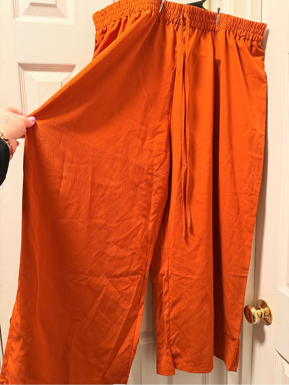 SHEIN Bright Orange Wide Leg Elastic Waist Pants